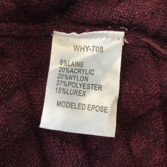 Why Not Women's Maroon Long Sleeve Pockets Full Zip Sweater Size S/M - Picture 7 of 10